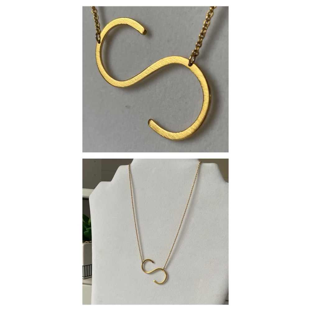 Letter S Necklace - Gold Toned - 🛒add to a multi item bundle for $2